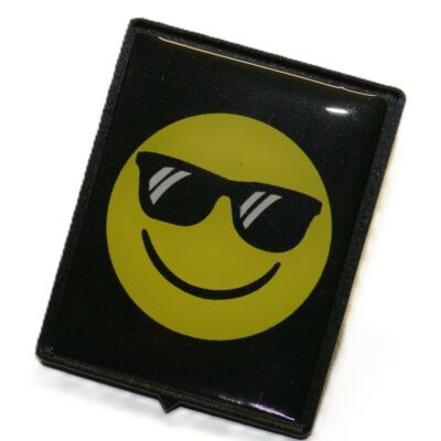 Vespa-Piaggio Emblem – Smiley mit Sonnenbrille – Schwarz/Gelb