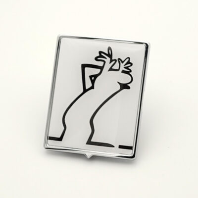 Vespa-Piaggio Emblem – Silhouette Männchen – Weiß/Schwarz