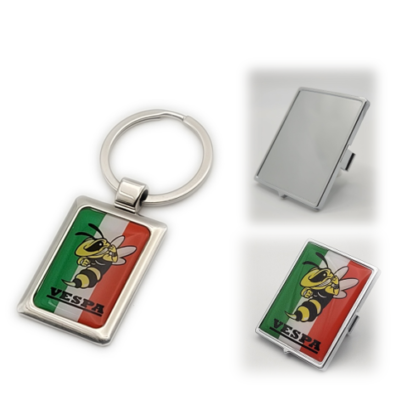 Vespa Emblem Set – Wespe Italien + Halterung silber +Schlüsselanhänger