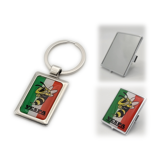 Vespa Emblem Set – Wespe Italien + Halterung silber +Schlüsselanhänger